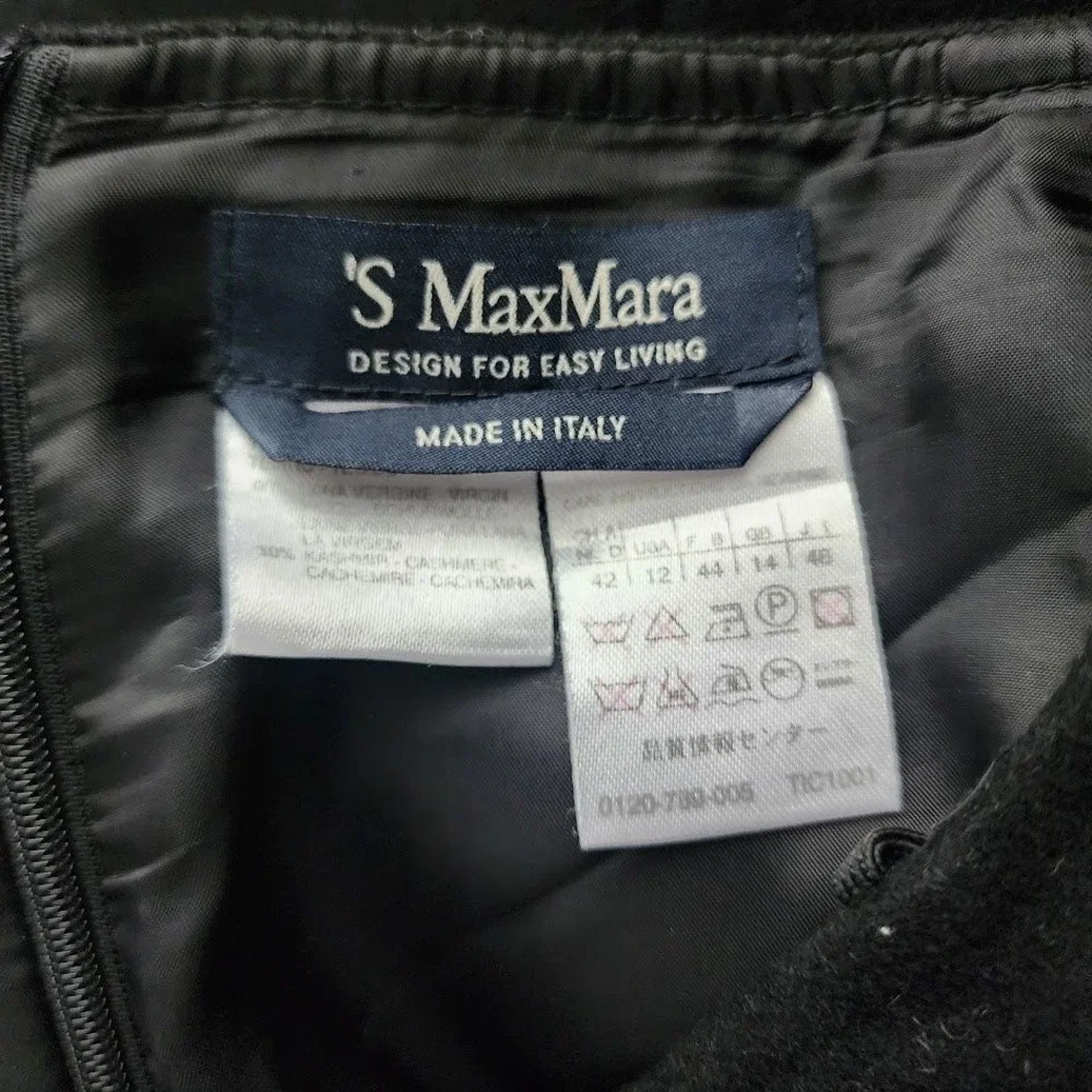 MAXMARA VINTAGE Black Wool Cashmere Skirt Minimalist Pleated Academia 12